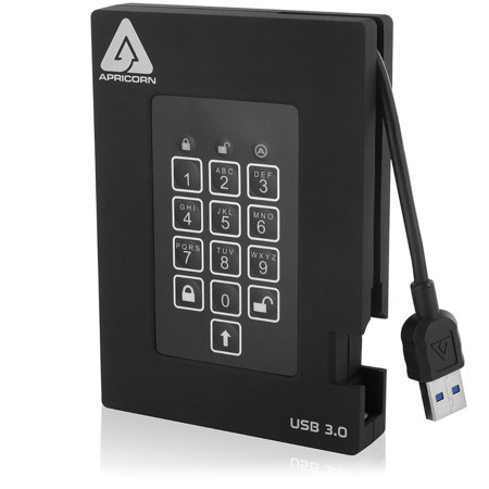 Apricorn Aegis Fortress USB 3.2 Gen 1 Encrypted Portable External SSD, Black 4TB