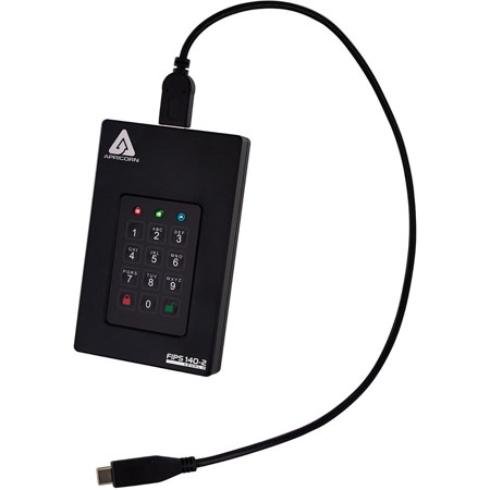 Apricorn Aegis Fortress L3 USB 3.2 Gen 1 Encrypted Portable External SSD, Black