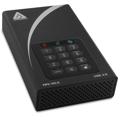 Apricorn Aegis Padlock DT FIPS USB 3.2 Gen 1 Encrypted External Desktop Drive, Black
