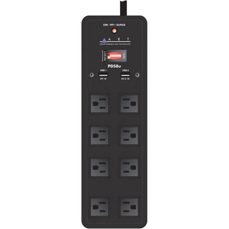 Art Pro Audio PDS8u 8-Outlet Power Strip with 2 USB Outlets & 20' Power Cord