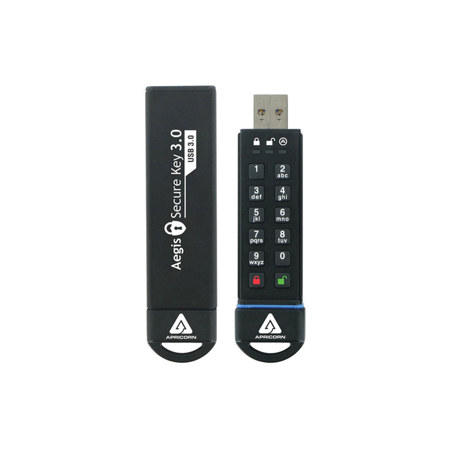Apricorn Aegis Secure Key 3.0 Encrypted USB 3.2 A Flash Drive, Unlock via Keypad 480GB