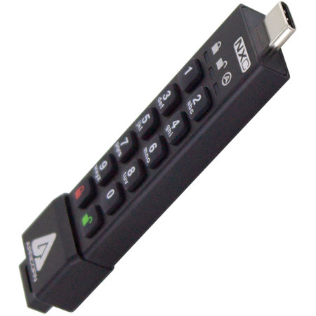 Apricorn Aegis Secure Key 3NXC FIPS 140-2 Level-3 Hardware Encrypted USB 3.2 Type-C Flash Drive, Unlock via Keypad