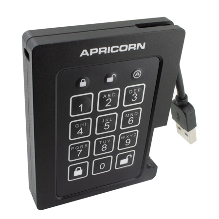 Apricorn Aegis Padlock 4TB USB 3.2 Gen 1 Encrypted Portable External SSD, Black