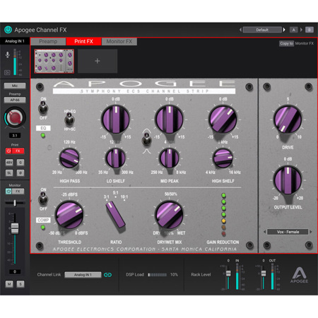 Apogee Electronics Symphony ECS Channel Strip Plug-In Software, Download