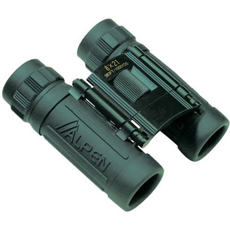 Alpen 8x21 Sport Roof Prism Binocular, 7.2 Degree Angle of View, Green