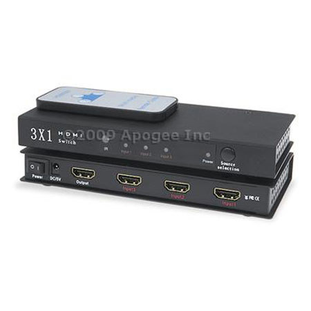Apogee HDMI 3x1 HDTV Digital Switcher Equalized Chipset