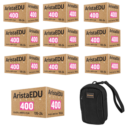 Arista EDU Ultra 400 35mm Black & White Negative Roll Film, 10-Pack, Camera Bag