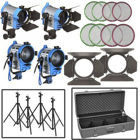 ARRI Four-Light Fresnel Mini Kit, 220V Bulbs, 3-Light Case with Wheels