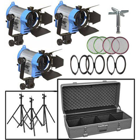 ARRI Fresnel 150 Three-Light Kit, 120V Bulbs, 4-Light Case