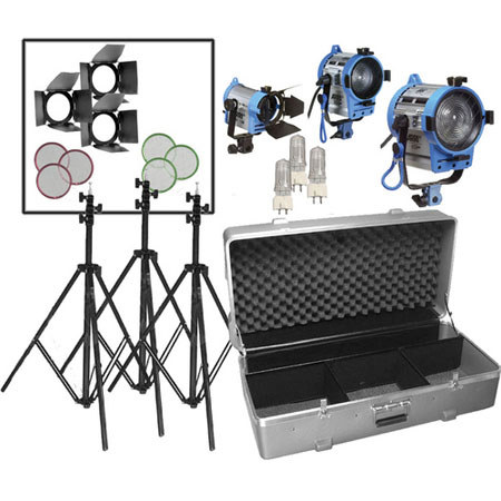 ARRI Fresnel Three-Light Kit with 150W, 300W, 650W Fresnel, Case, 120V Bulbs