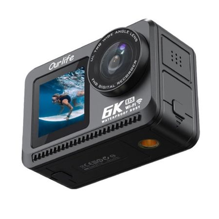 Aries AquaForce 6K Action Camera - 20M Waterproof, Dual Screen, WiFi, EIS
