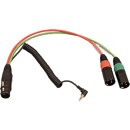 Ambient Recording Breakout Cable 7-Pin XLR Female to Dual 3-Pin XLR Male, 3.5mm TRS Right Angle Plug