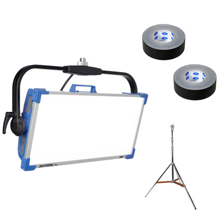 ARRI SkyPanel S60 Pro 500W RGBW LED Soft Light Panel with Edison, Standard Mount, Blue/Silver, Bundle with 11.3' Double Riser Stand and Gaffer Tape