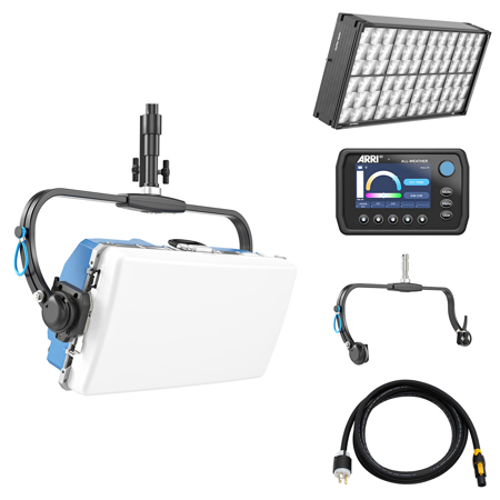 ARRI SkyPanel X21 800W RGBACL Modular Soft LED Light Panel, Blue, Bundle with Hyper Optic Multi-Lens Attachment, All-Weather Control Panel, Manual Yoke with Spigot, 10' powerCON TRUE 1 to Edison Mains Cable