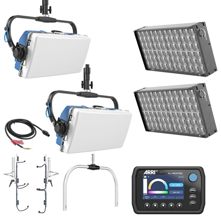 ARRI 2x SkyPanel X21 800W RGBACL Modular Soft LED Light Panel, Blue, Bundle with 2x Hyper Optic Multi-Lens Attachment, All-Weather Control Panel, Yoke with Spigot, Modular Frame, 9.8' powerCON TRUE1 Top Power Cable with Bare Ends