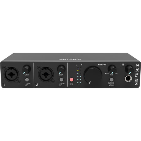 Arturia MiniFuse 2 Portable 2x2 USB Type-C Audio/MIDI Interface, Black