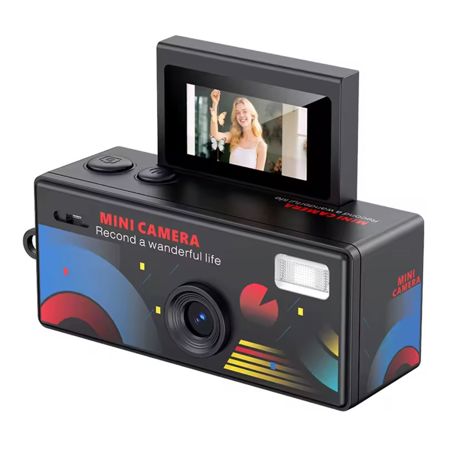 Aries Mini Keychain Digital Camera With Flip Display - Black