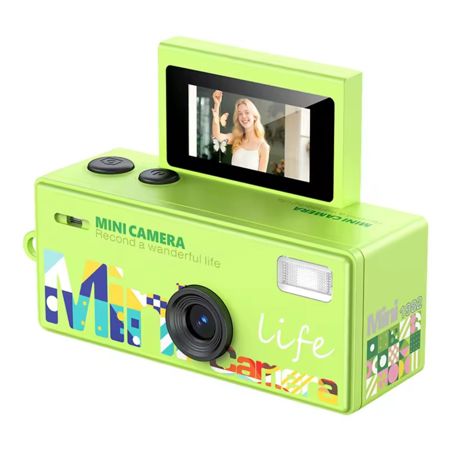 Aries Mini Keychain Digital Camera With Flip Display - Green