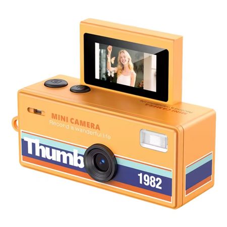 Aries Mini Keychain Digital Camera With Flip Display - Orange