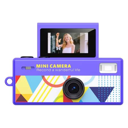 Aries Mini Keychain Digital Camera With Flip Display - Purple
