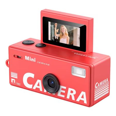 Aries Mini Keychain Digital Camera With Flip Display - Red