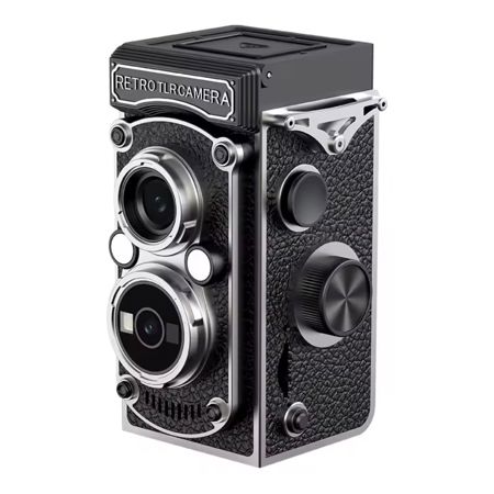 Aries RetroSnap Mini 1080P Digital Camera - Vintage Twin-Lens Style (Black)