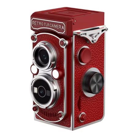 Aries RetroSnap Mini 1080P Digital Camera - Vintage Twin-Lens Style (Red)