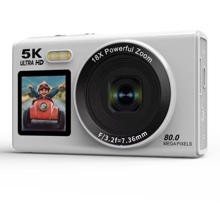 Aries SnapVlog 5K WiFi Digital Camera with Front Selfie Screen & 16X Zoom (White)