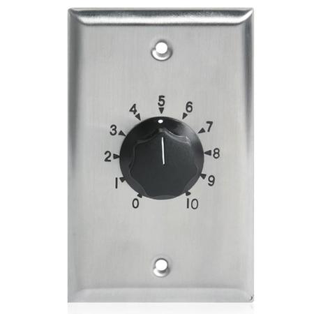 Atlas Sound AT10 10Watt Single Gang Stainless Steel 70.7V Commercial Attenuator