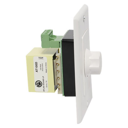 Atlas Sound AT100D Deluxe Decora Plate Mounted 100W Attenuator, 3dB Steps, White