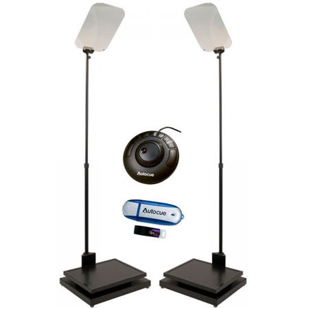 Autoscript Manual Conference Stand Package, Includes 2x 17" Prompter Monitor, 2x Manual Conference Stand