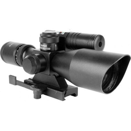 AIM Sports 2.5-10x40 Titan Riflescope w/Green Laser, Illum Mil Dot Ret, 30mm