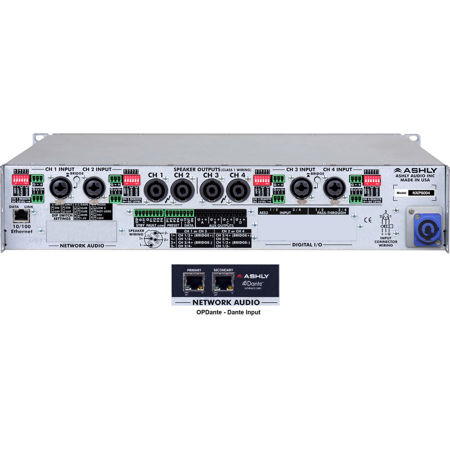 Ashly NXP8004 4-Channel Multi-Mode Power Amplifier with Protea DSP and OPDante
