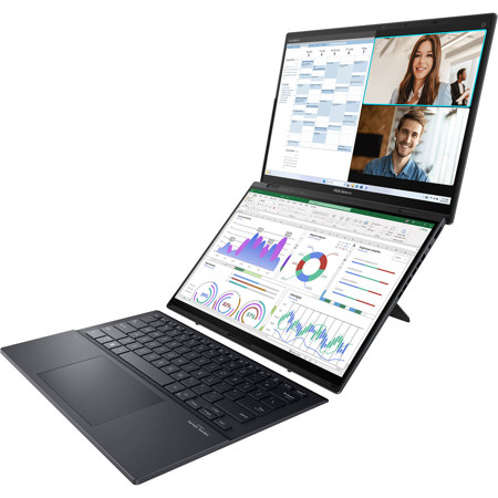 ASUS ZenBook Duo UX8406CA-DS79T 14" 3K 120Hz 2-In-1 OLED Touchscreen Laptop, Intel Core Ultra 7 255H 2.0GHz, 32GB RAM, 1TB SSD, Windows 11 Home, Inkwell Gray