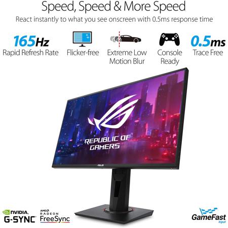 ASUS VG258QR 24.5" 16:9 Full HD 165Hz TN Gaming Monitor with G-SYNC/Adaptive-Sync, Built-In Speakers