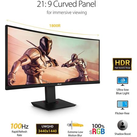 Asus TUF VG35VQ 35" 21:9 UWQHD 100Hz Curved VA HDR LCD Gaming Monitor