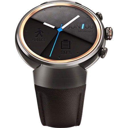 ASUS - ASUS ZenWatch 3 ガンメタル/ダークブラウン ASUS ZenWatch 3 Smartwatch - Gunmetal Casing, Dark Brown Leather Band