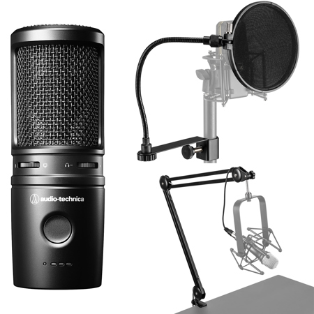 Audio-Technica AT2020USB-XP Cardioid Condenser USB Microphone, Bundle with Broadcast Arm and Pop Filter