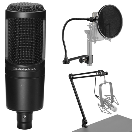 Audio-Technica AT2020 Side-Address Cardioid Condenser Microphone - Bundle