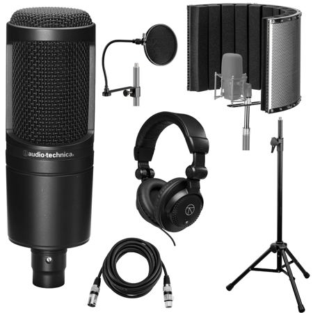 Audio-Technica AT2020 Cardioid Condenser Microphone with Vocal Recording  Setup Kit