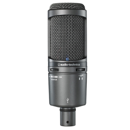 Audio-Technica AT2020USB+ Cardioid Condenser USB Microphone, Built-In Headphone Jack, Headphone Volume and Mix Control, Mac and Windows Compatible