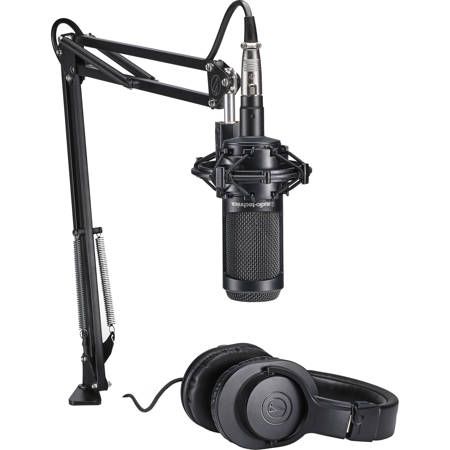Audio-Technica AT2035 Streaming/Podcasting Studio Microphone Pack with ATH-M20x Headphones, Boom & XLR Cable