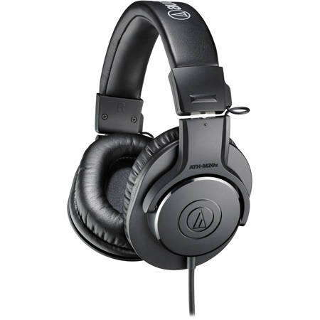 Audio-Technica ATH-M20x Wired Over-Ear Closed-Back Professional Monitor Headphones, Black