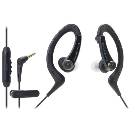 Audio-Technica ATH-SPORT1iS SonicSport In-Ear Dynamic Headphones with Mic, Black