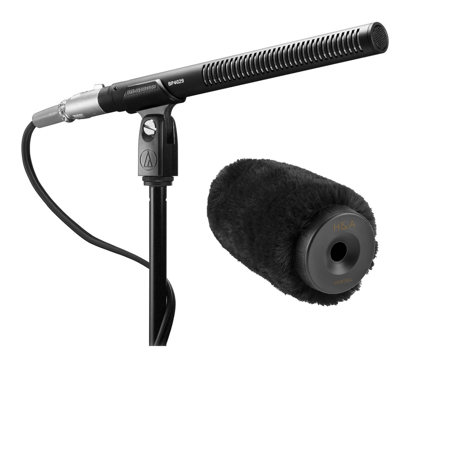 Audio-Technica BP4029 Stereo Shotgun Condenser Microphone, Bundle with Rycote 15cm Standard Hole SGM Foam with 19mm/22mm Windscreen