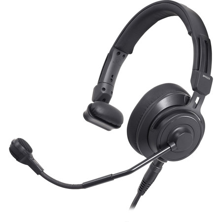 Audio-Technica BPHS2Sa Single-Ear Broadcast Stereo Headset with Dynamic Hypercardioid Microphone and 4-Pin XLR Connector, Black