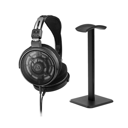 Audio-Technica ATH-R30x Professional Open-Back Over-Ear Reference Headphones, Bundle with Desktop Stand, Black