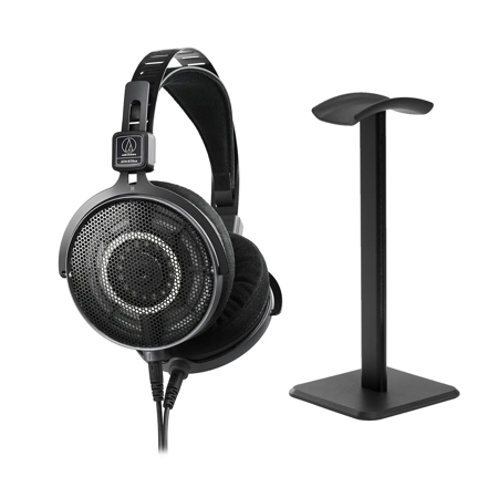 Audio-Technica ATH-R70xa Professional Open-Back Over-Ear Reference Headphones, Bundle with Desktop Stand, Black
