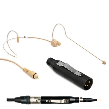 Airwave Technologies HSD-SLIMCLIP Dual-Ear Headset Microphone, HW to XLR, Tan
