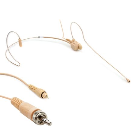 Airwave Technologies HSD-TITANIUM SLIM CLIP Omni-Directional Dual Ear Headset Microphone, S8 Sennheiser Compatible, Tan